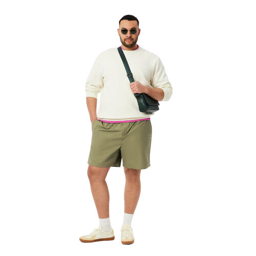 Pantalón Corto Verde Lacoste Kaki De Corte Holgado De Popelín S