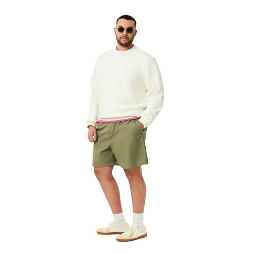 Pantalón Corto Verde Lacoste Kaki De Corte Holgado De Popelín S