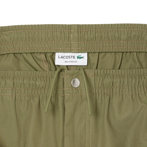 Pantalón Corto Verde Lacoste Kaki De Corte Holgado De Popelín S