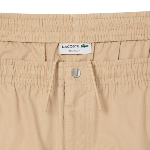 Pantalón Corto Marrón Lacoste Viennois De Corte Holgado De Popelín S