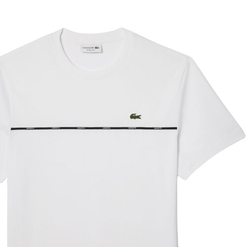Camiseta Blanca Lacoste Blanc De Punto Jersey De Algodón Con Ribete De Lacoste S