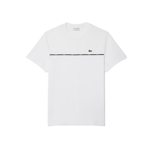 Camiseta Blanca Lacoste Blanc De Punto Jersey De Algodón Con Ribete De Lacoste S
