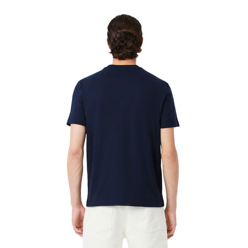 Camiseta Azul Marino Lacoste Marine De Punto Jersey De Algodón Con Ribete De Lacoste S