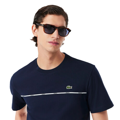 Camiseta Azul Marino Lacoste Marine De Punto Jersey De Algodón Con Ribete De Lacoste S