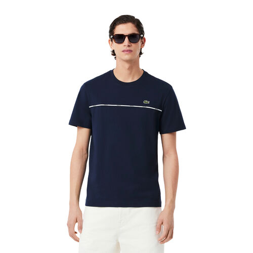 Camiseta Azul Marino Lacoste Marine De Punto Jersey De Algodón Con Ribete De Lacoste S