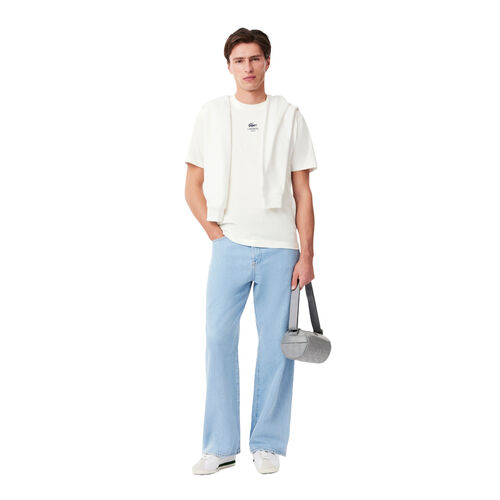 Camiseta Blanca Lacoste Farine De Algodón Con Estampado Exclusivo Unisex S