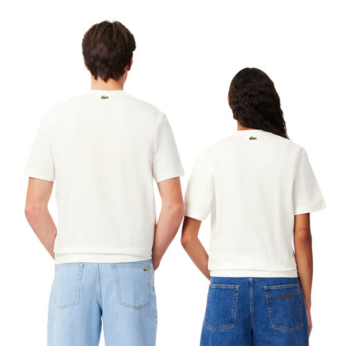 Camiseta Blanca Lacoste Farine De Algodón Con Estampado Exclusivo Unisex S