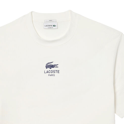 Camiseta Blanca Lacoste Farine De Algodón Con Estampado Exclusivo Unisex S