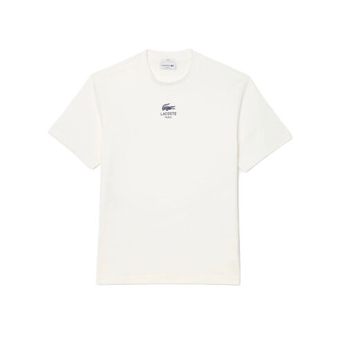 Camiseta Blanca Lacoste Farine De Algodón Con Estampado Exclusivo Unisex S