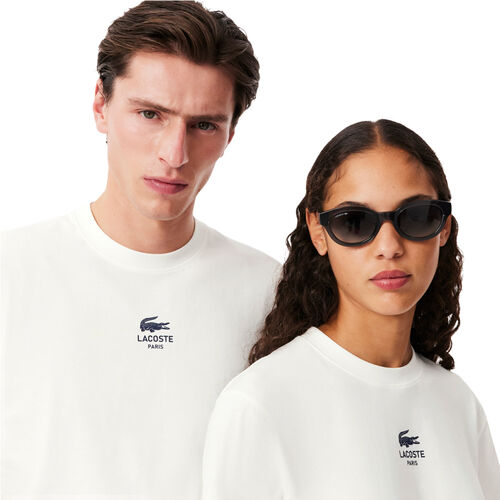Camiseta Blanca Lacoste Farine De Algodón Con Estampado Exclusivo Unisex S