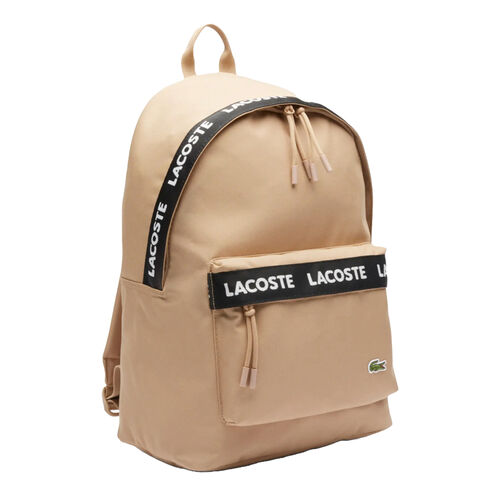 Mochila Beige Lacoste Logo Neocroc Tape Viennois Espaciosa Y Cómoda