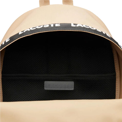 Mochila Beige Lacoste Logo Neocroc Tape Viennois Espaciosa Y Cómoda