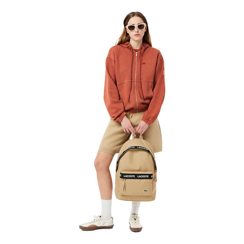 Mochila Beige Lacoste Logo Neocroc Tape Viennois Espaciosa Y Cómoda
