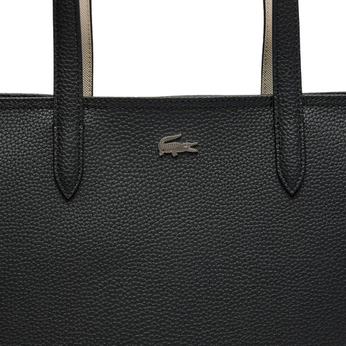 Bolso Negro Lacoste Tote con Cremallera Anna Noir Farine