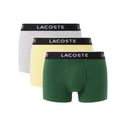 Pack de 3 Calzoncillos Lacoste Verde, Amarillo, Gris de Algodón Elástico S