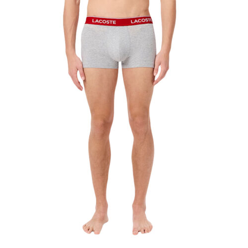 Pack de 3 Calzoncillos Lacoste Gris de Algodón Elástico con Cintura de Color S