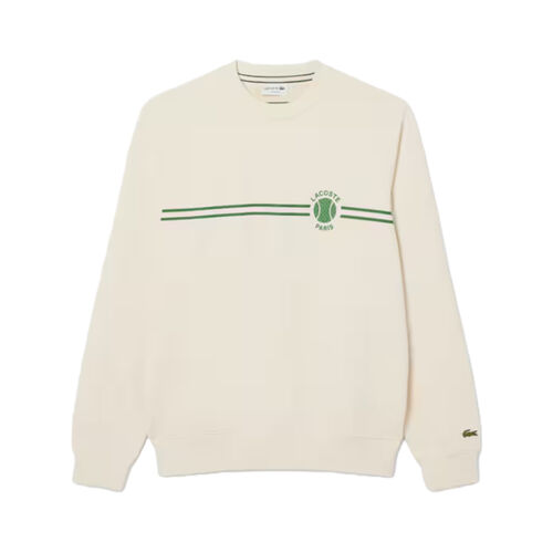 Sudadera Beige Lacoste de Felpa con Estampado de Tenis Laponie S