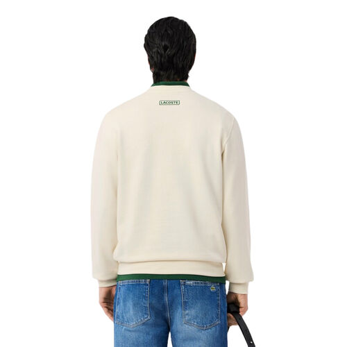 Sudadera Beige Lacoste de Felpa con Estampado de Tenis Laponie S