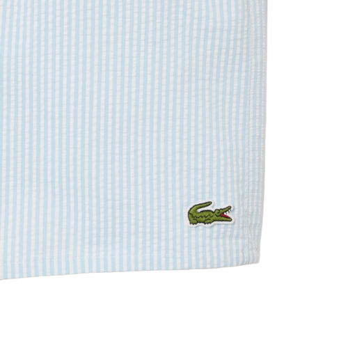 Bañador Azul Lacoste Texturizado de Rayas de Largo Medio M