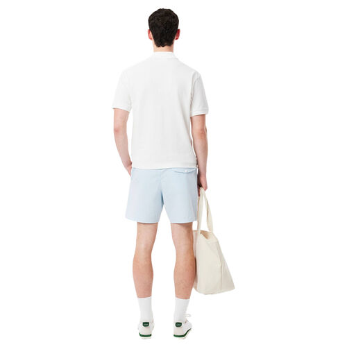 Bañador Azul Lacoste Texturizado de Rayas de Largo Medio M