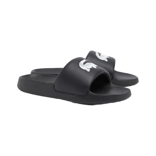 Chanclas Negras Lacoste Serve Slide 1.0 Con Pala Acolchada Black 40.5