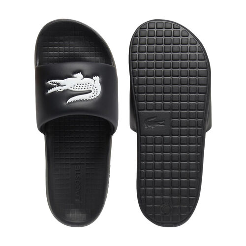 Chanclas Negras Lacoste Serve Slide 1.0 Con Pala Acolchada Black 40.5