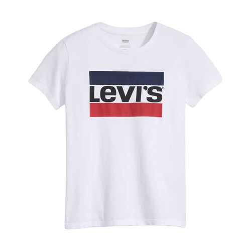 Camiseta Blanca Levis de Cuello Redondo con Logo en el Pecho XXS