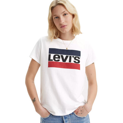 Camiseta Blanca Levis de Cuello Redondo con Logo en el Pecho XXS