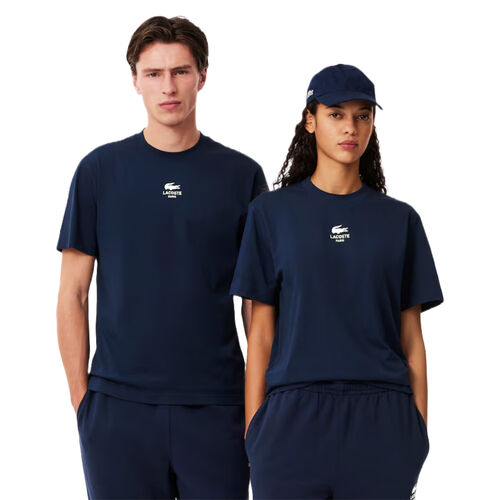 Camiseta Azul Marino Lacoste con Estampado Exclusivo y Corte Fluido XL
