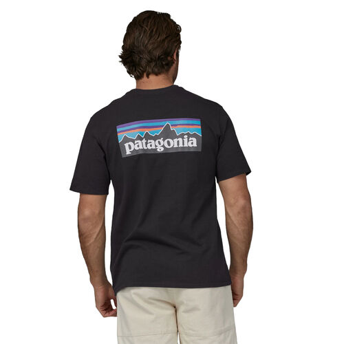 Camiseta Negra Patagonia P-6 Logo Responsibili-Tee Black con Gráfico Clásico S