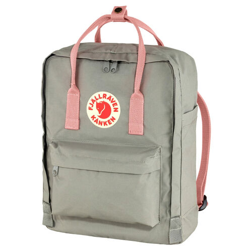 Mochila Gris y Rosa Fjallraven Kanken Fog-Pink 16L Resistente y Versátil