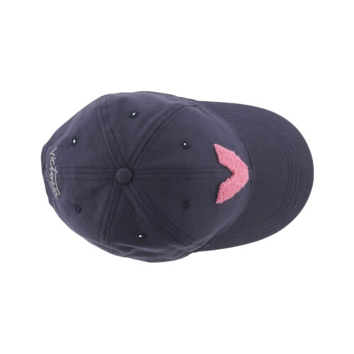 Gorra Azul Marino Victoria de Algodón con V Bordada en Rosa y Tira Lila size 58
