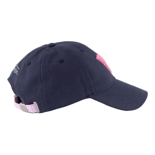 Gorra Azul Marino Victoria de Algodón con V Bordada en Rosa y Tira Lila size 58