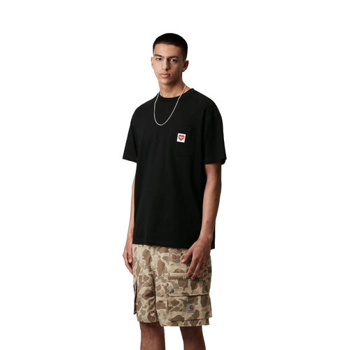 Camiseta Negra Carhartt Pocket Heart T-Shirt Black Red de Corte Holgado S