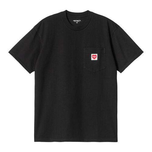 Camiseta Negra Carhartt Pocket Heart T-Shirt Black Red de Corte Holgado S
