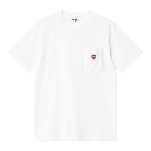Camiseta Blanca Carhartt Pocket Heart T-Shirt White Red de Corte Holgado S
