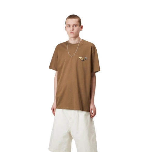 Camiseta Marrón Carhartt Button T-Shirt Hamilton Brown de Corte Holgado S