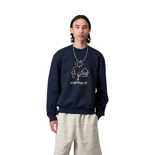 Sudadera Azul Carhartt Masterpiece Sweatshirt Air Force Blue de Corte Holgado XS