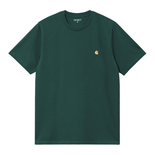 Camiseta Verde Carhartt Chase T-Shirt Dark Fir Gold de Corte Holgado XS