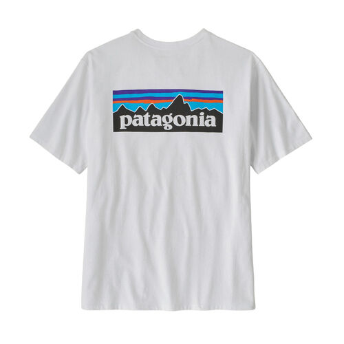 Camiseta Blanca Patagonia P-6 Logo Responsibili-Tee White con Gráfico Clásico M
