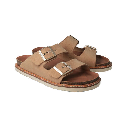 Sandalias Beige Genuins Hawaii Velour Almond de Piel con Planta Anatómica 36