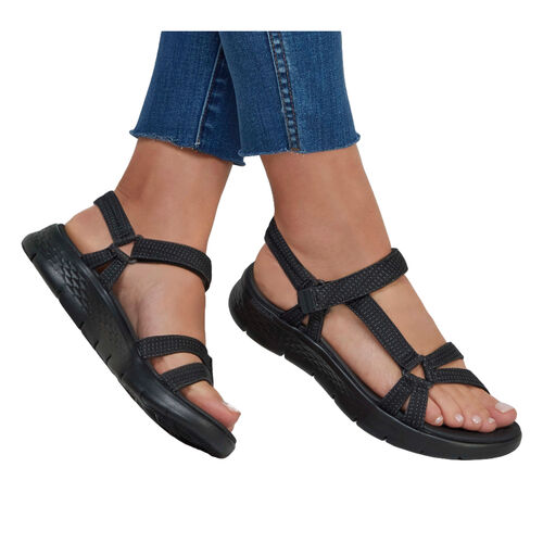 Sandalias Negras Skechers Go Walk Flex Sandal - Sublime Black Deportiva Y Elegante 36