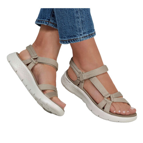 Sandalias Beige Skechers Go Walk Flex Sandal - Sublime Taupe Deportiva Y Elegante 36