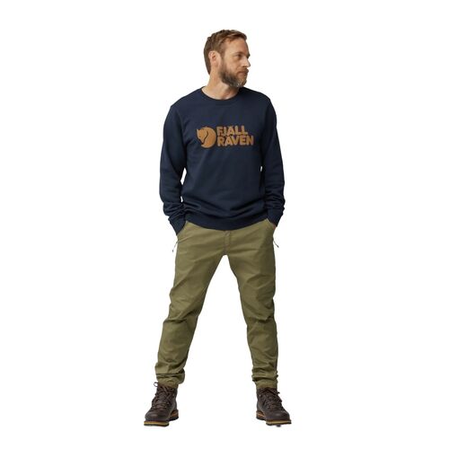 Sudadera Azul Fjallraven Logo Sweater Dark Navy Clásica y Atemporal S