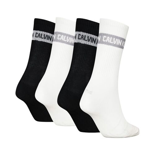 Pack 4 Calcetines Calvin Klein Media Caña Women Sock Giftbox Stri White Black TU