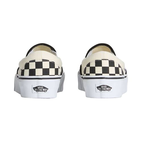 Zapatillas Vans Blancas y Negras de Cuadros Classic Slip-On Platform Versátiles y de Diseño Original 37