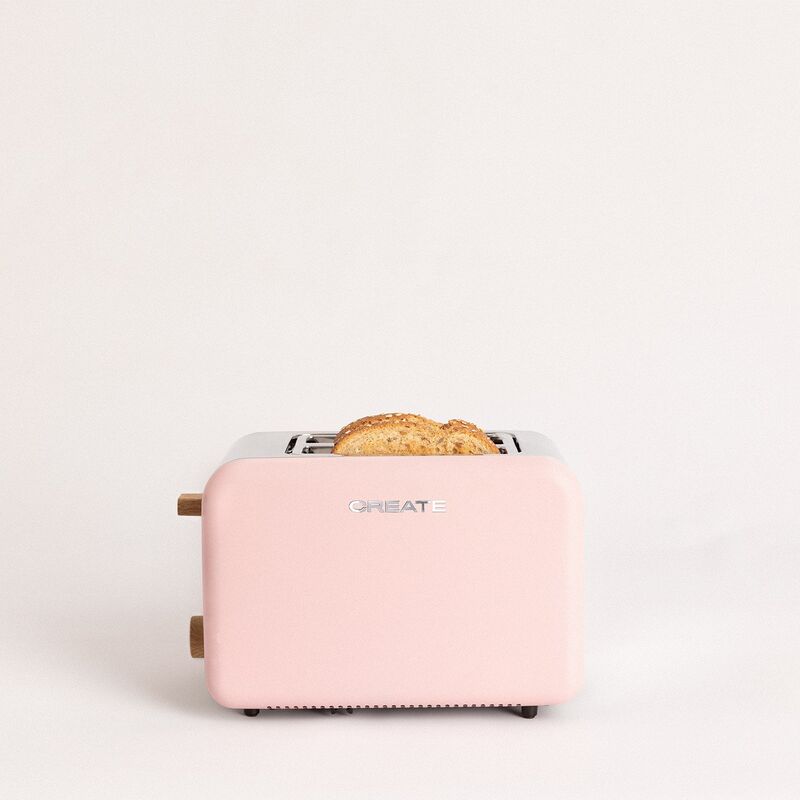 CREATE/TOAST RETRO XL/Tostadora Rosa / 6 Niveles de Potencia, Bandeja  Recogemigas, Termostato, descongelación, recalentar, 2 ranuras rebanadas  anchas, 1500W : : Hogar y cocina