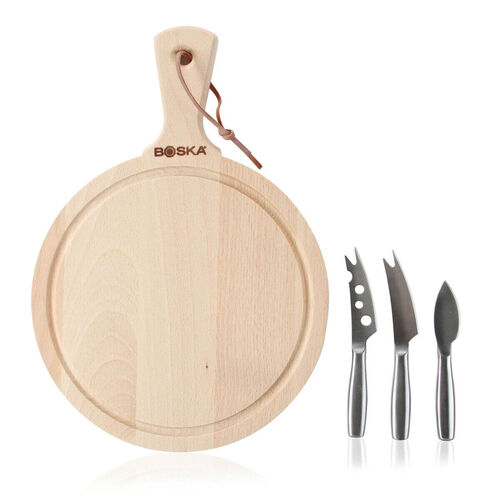Set Tabla madera + cuchillos Boska Queso Cheese Set Round Amigo - 23.2 cm