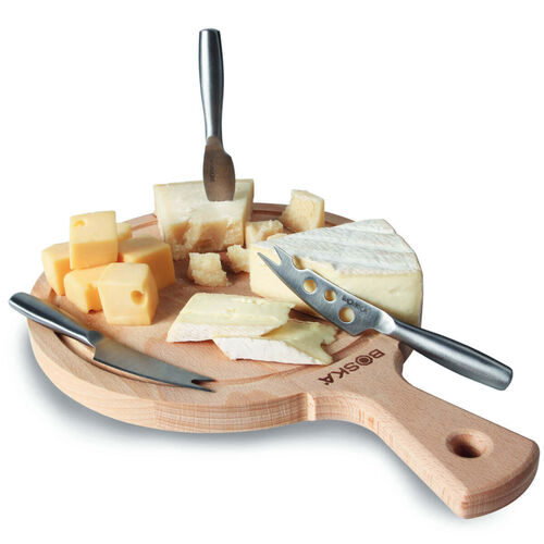 Set Tabla madera + cuchillos Boska Queso Cheese Set Round Amigo - 23.2 cm