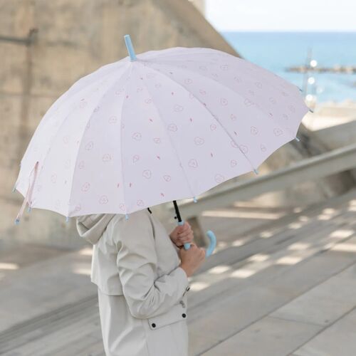 Paraguas grande rosa Mr Wonderfull - Estampado corazones